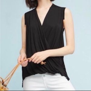 Anthropologie Akemi Kin Black Rainey Wrap Top Surplice Tank Size Small NWT